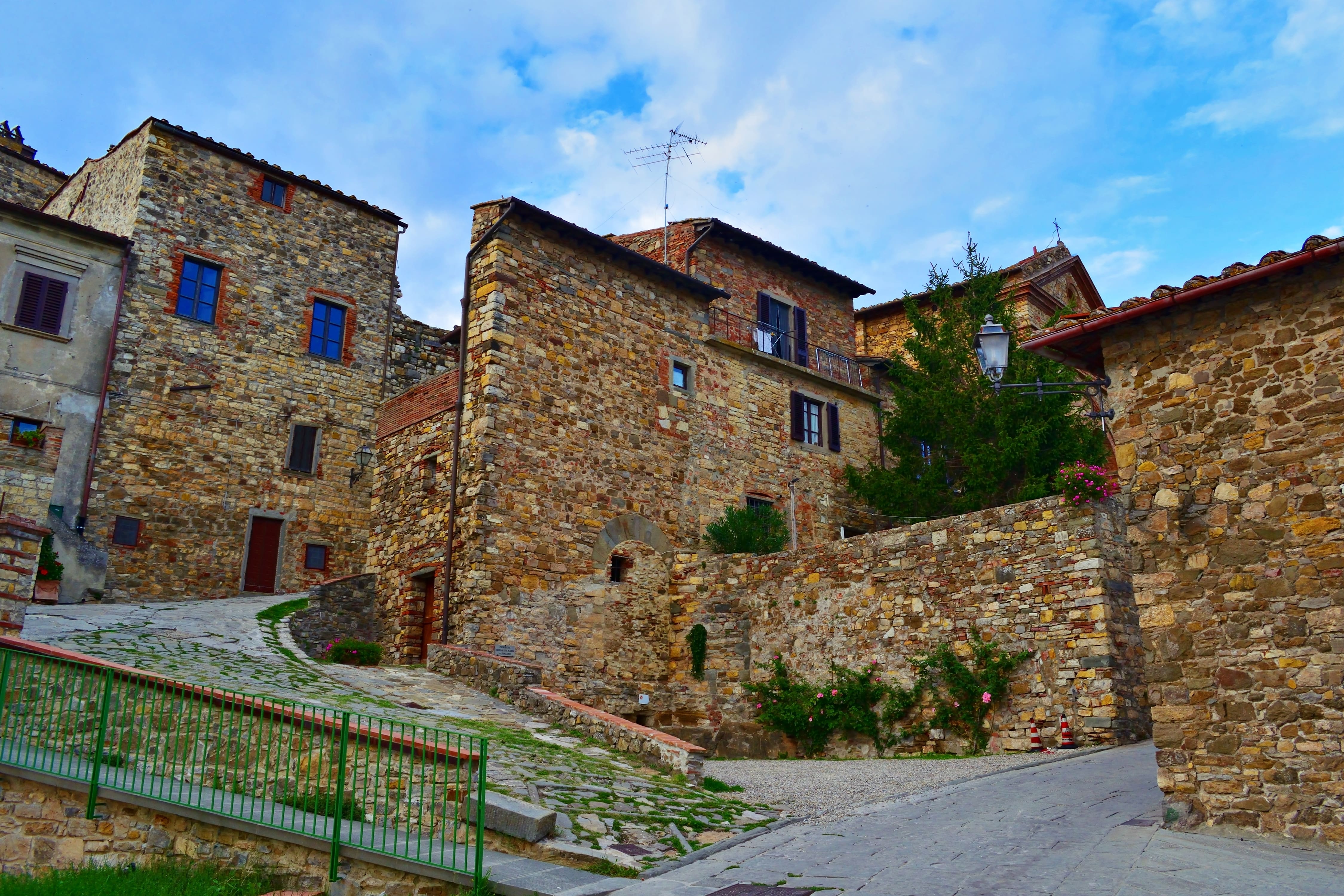 view of the medieval village of Panzano in Chianti in the municipality of Greve in Chianti, Florence, Italy